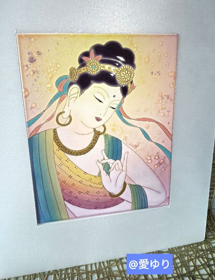 草場一壽♦陶彩画原画【稀観品⭐開運最多幸】『和顔』特注⭐空色ver.⭐観世音菩薩