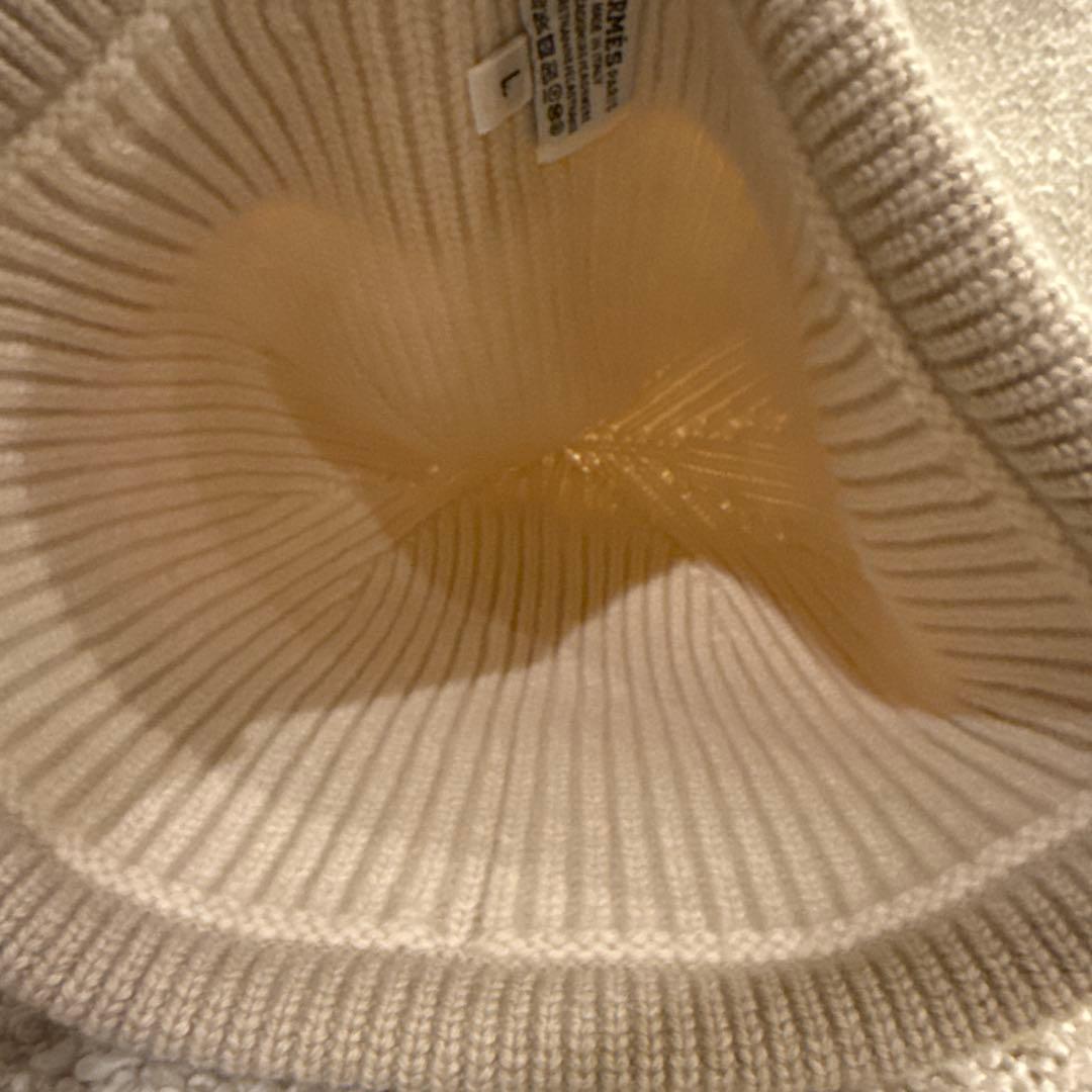 HERMÈS ベージュ ニット帽 Lサイズ