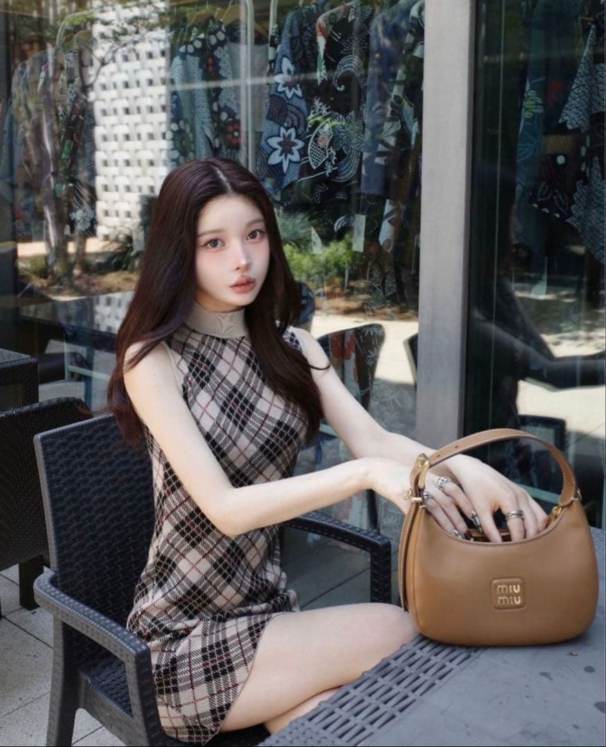 darich チェックジャガードノースリニットミニワンピース