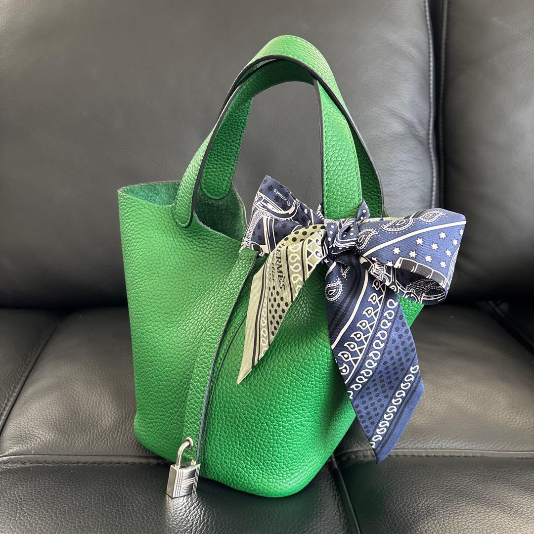 楽天　4U キューブバッグ　プレミアム本革　タケグリーン　シルバー金具　Sサイズ