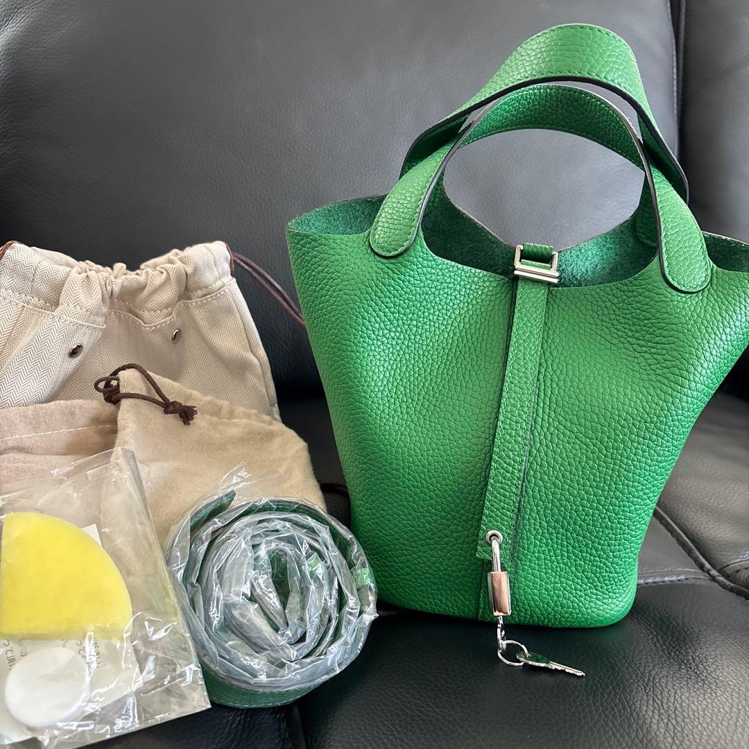 楽天　4U キューブバッグ　プレミアム本革　タケグリーン　シルバー金具　Sサイズ