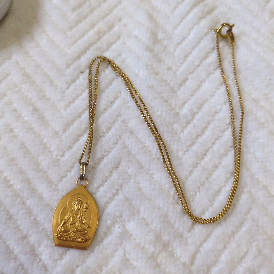 少林山達磨寺十二支お守り　御本尊　虎年　ゴールドプレート仏像ペンダントネックレス