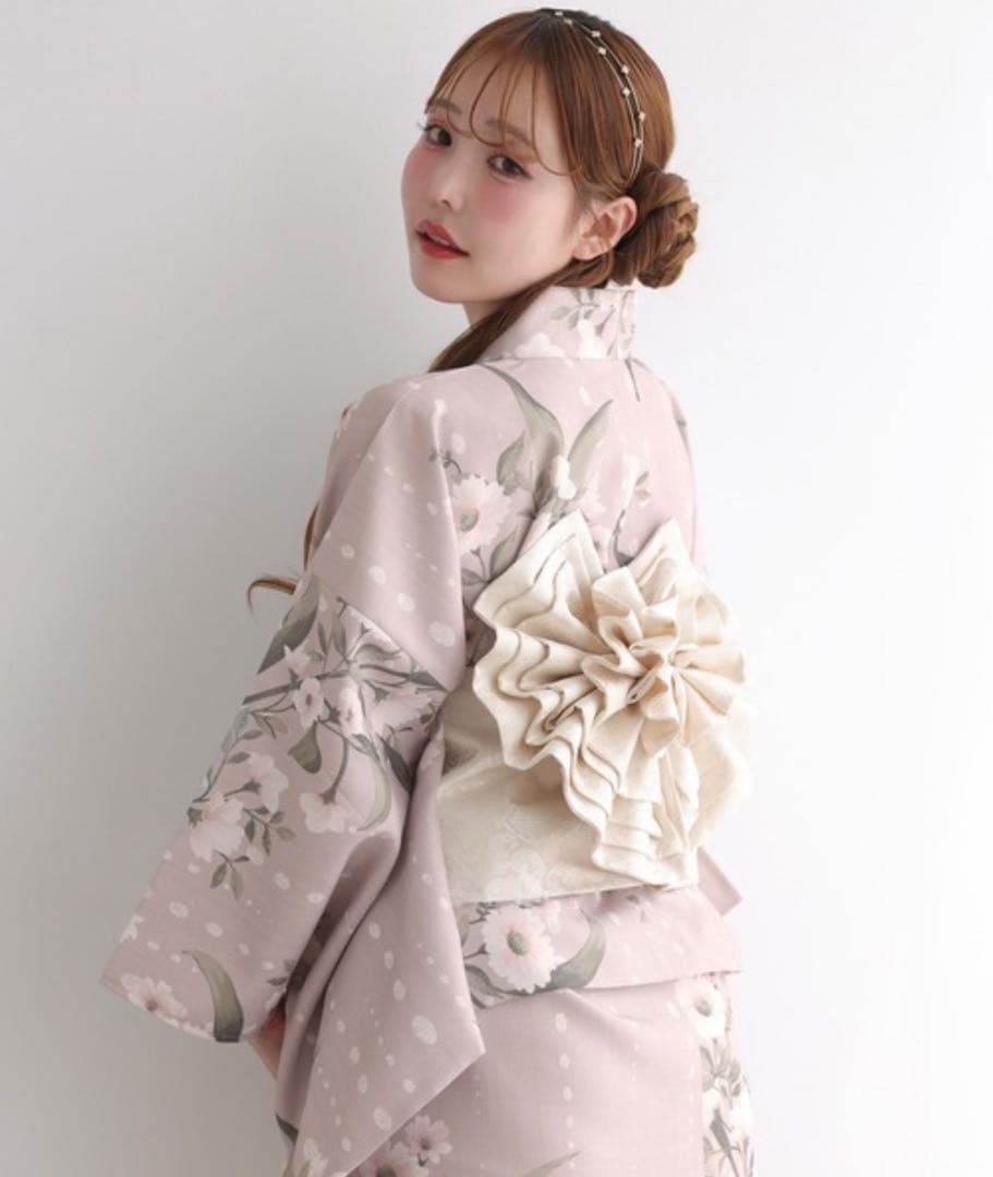 浴衣 セパレート NICE CLAUP ピンク×花柄 白帯