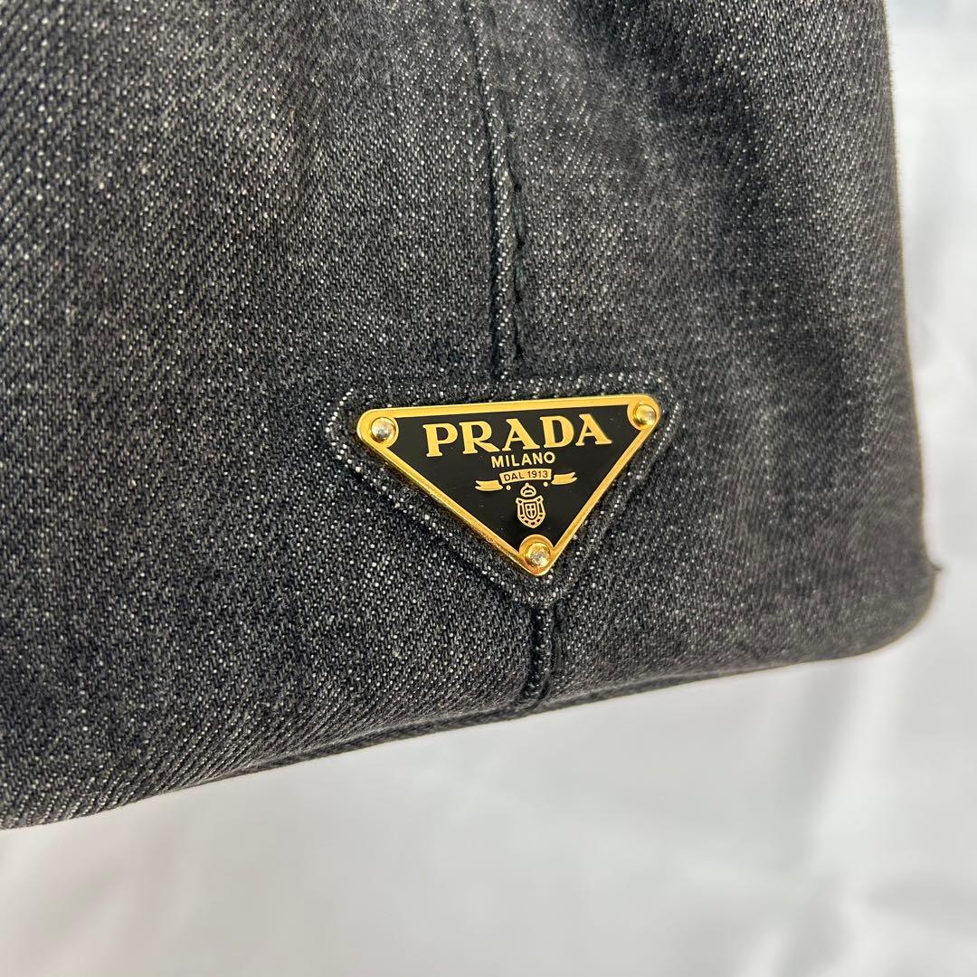 美品　プラダ　カナパ　2way　トートバッグ　デニム　ショルダーバッグ　ブラック