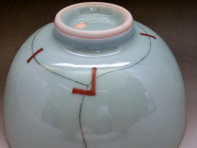 茶碗■青磁「大石督幸造」銘馬蝗絆写（龍泉窯 南宗時代）直し調 時代物 骨董品■