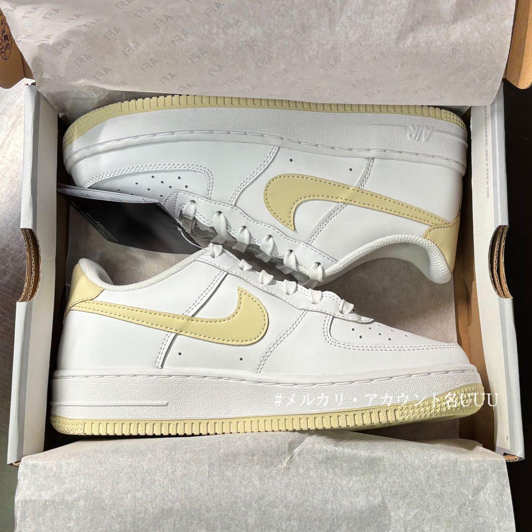【新品24.5cm】NIKE｜エアフォース１GS｜ホワイト/ライトベージュ