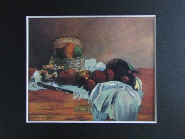 ポール・ゴーギャン、果物、籠、ナイフのある静物、希少な画集より