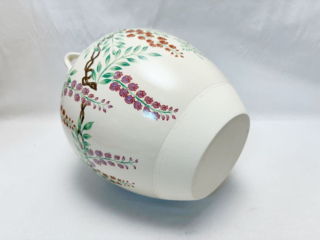 未使用 茶道具 菁宝作 仁清写 藤 飾壺 口覆仕服 網 飾り紐3本 口紐付共箱