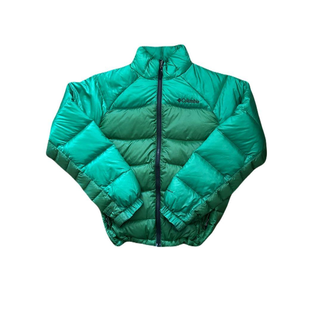 【最終値下げ】Columbia グリーンダウンジャケット　ドローコード付き