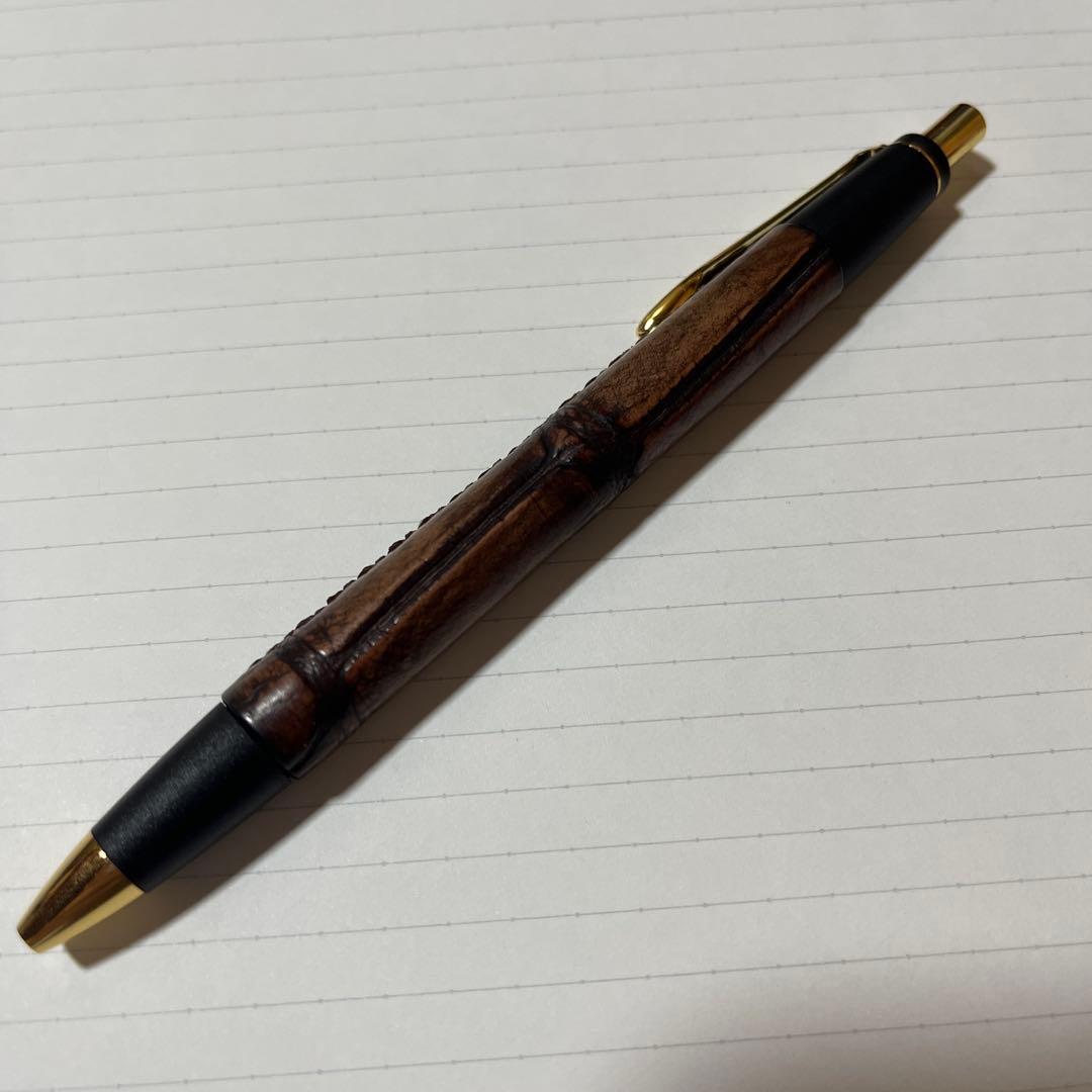 シックザール 革軸ペン 真鍮金具 クロコダイル ダークブラウン シャーペン