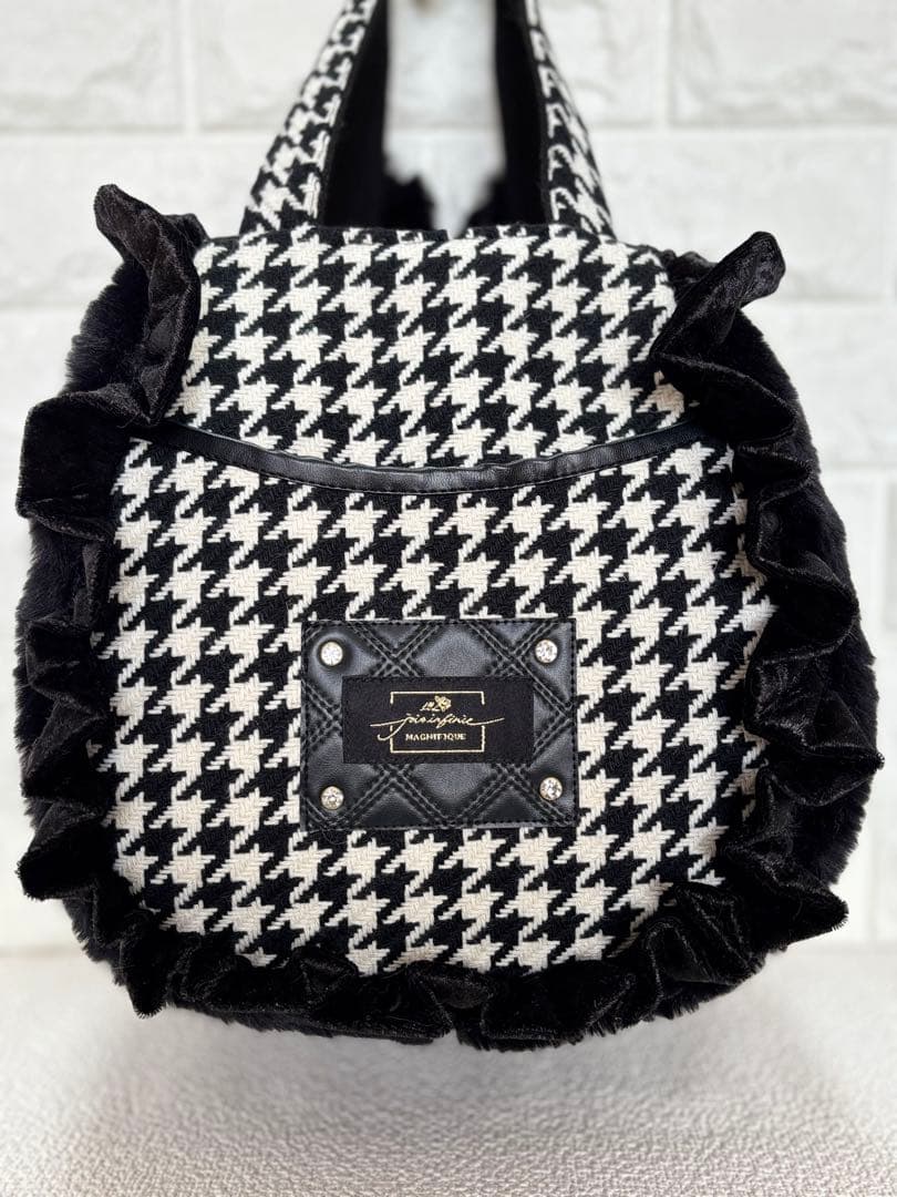 あ*き様 コヤンイサムチョン　ハンドメイド　千鳥格子ファーバッグ　サンダーちゃん