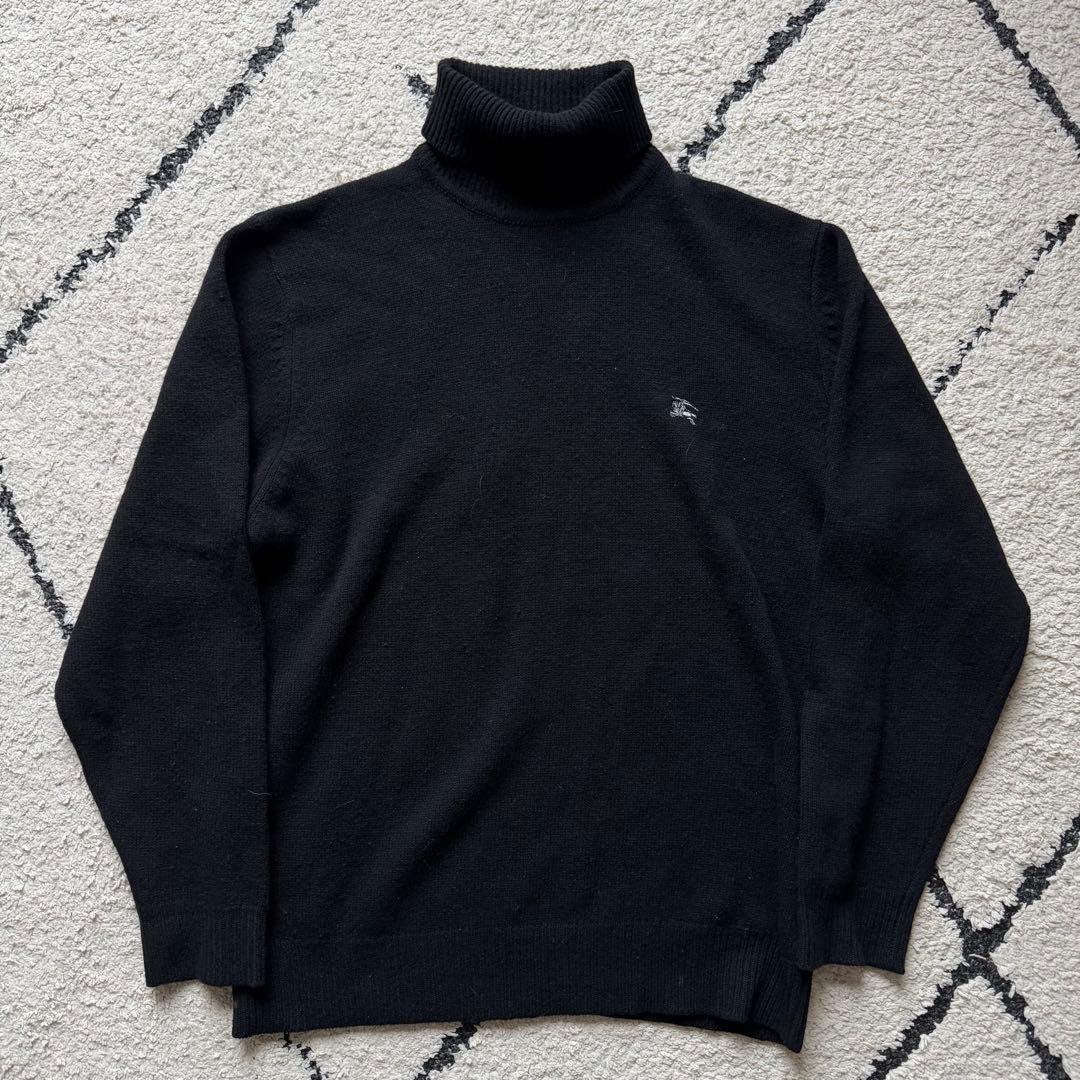 希少　バーバリーロンドン　ニット　タートルネック　ブラック　ホースロゴ　Lサイズ