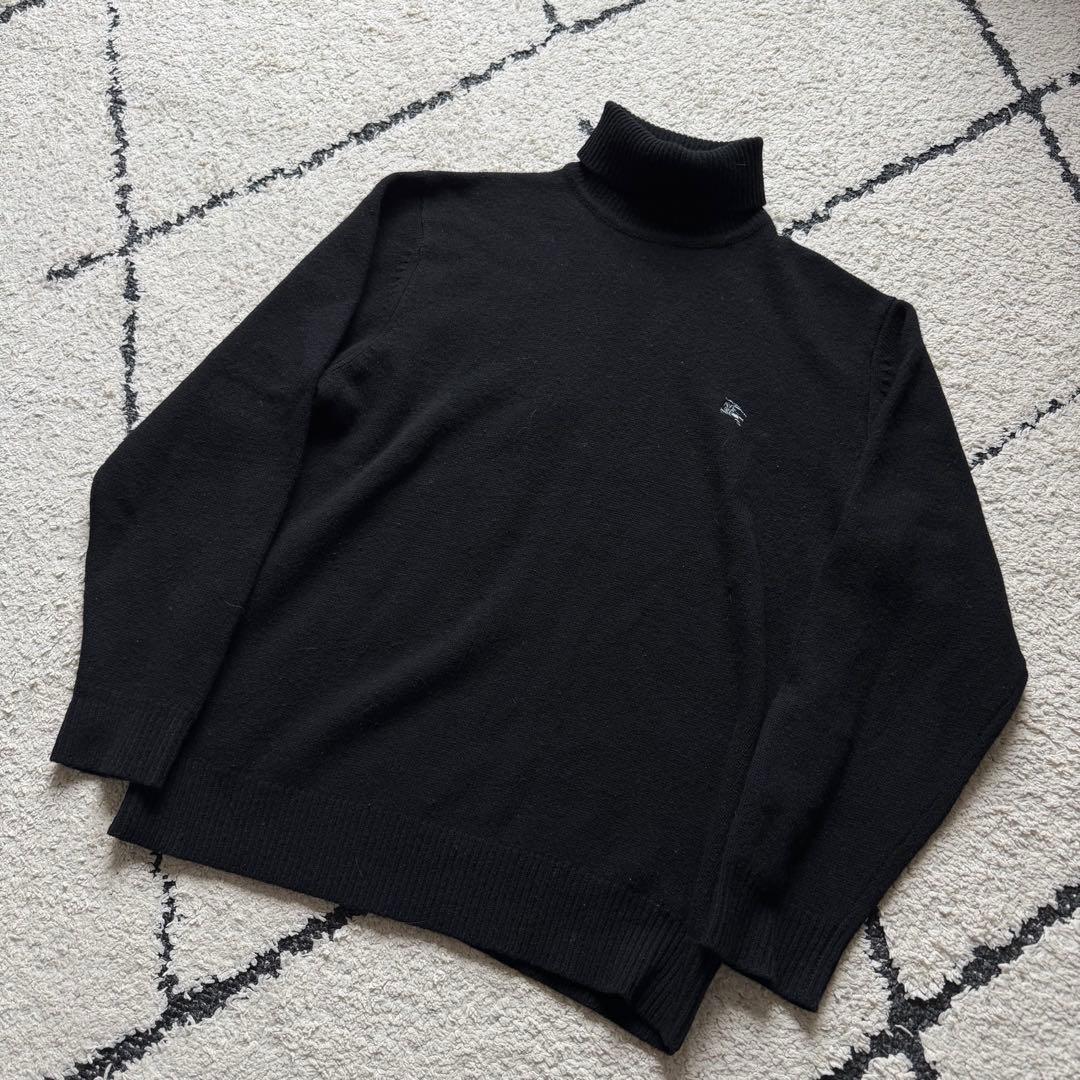 希少　バーバリーロンドン　ニット　タートルネック　ブラック　ホースロゴ　Lサイズ