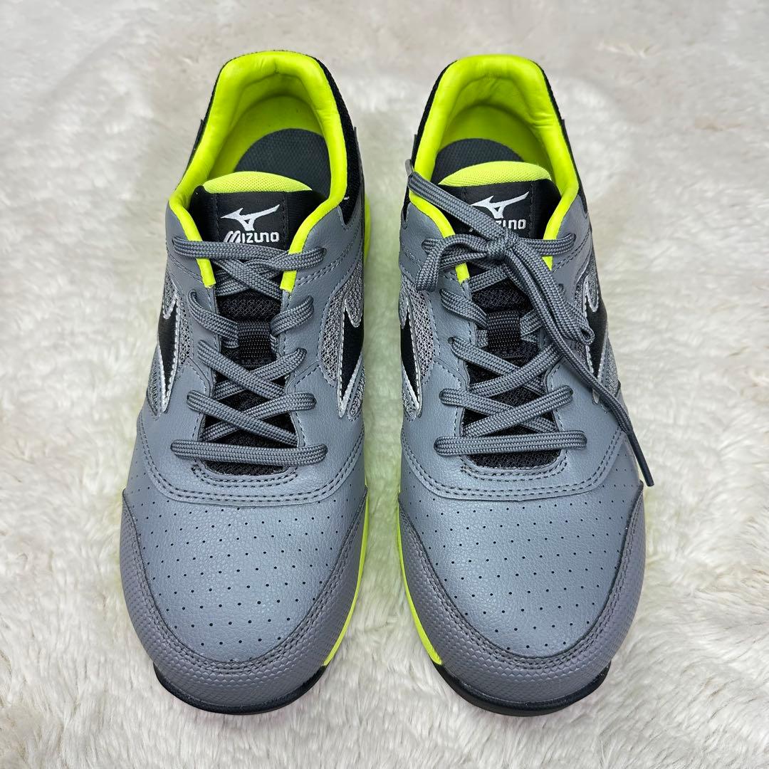 新品✨ミズノ安全靴24.5cm軽量グレー×蛍光緑JSAA A種作業靴 スニーカー