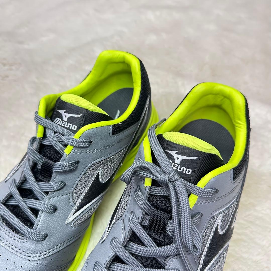 新品✨ミズノ安全靴24.5cm軽量グレー×蛍光緑JSAA A種作業靴 スニーカー