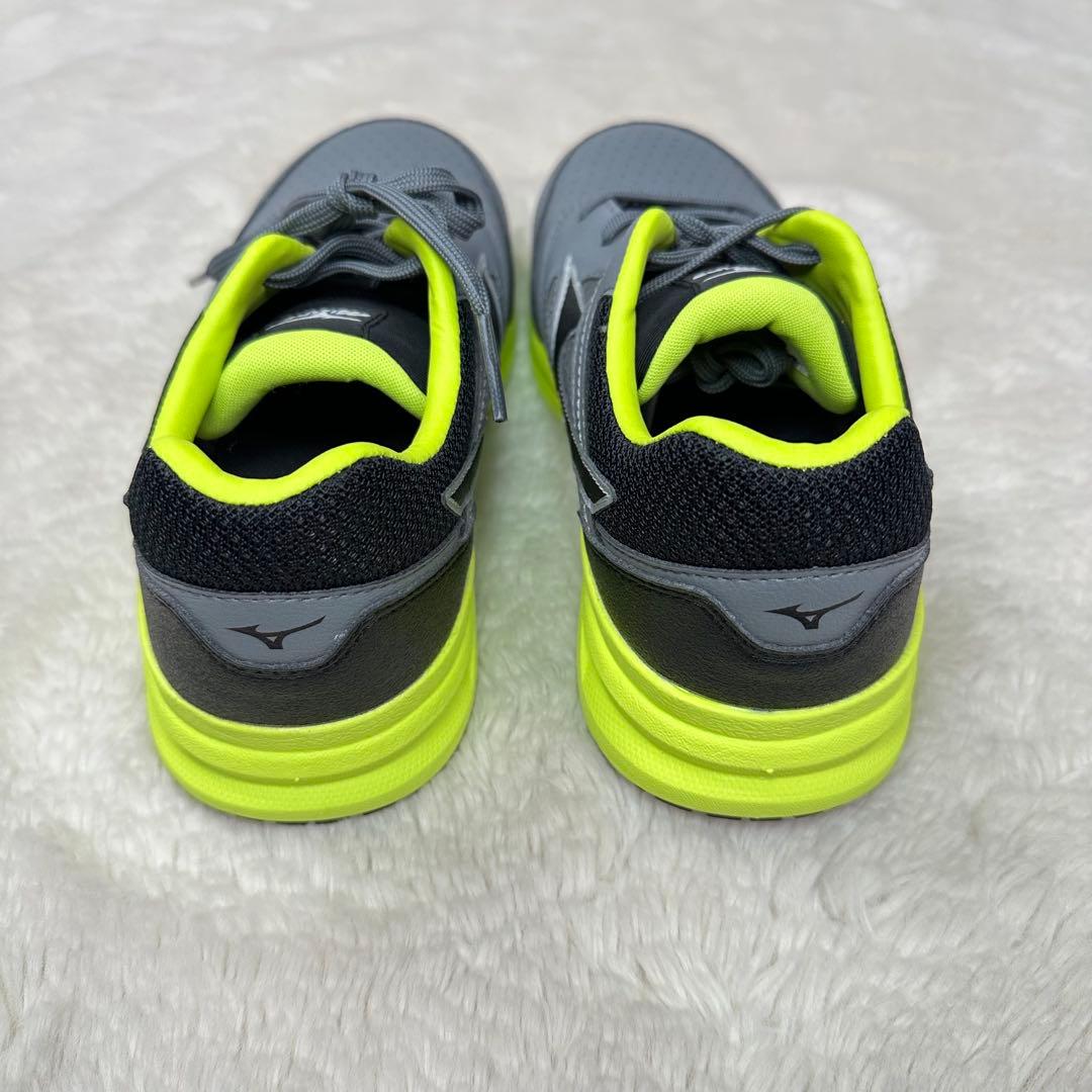 新品✨ミズノ安全靴24.5cm軽量グレー×蛍光緑JSAA A種作業靴 スニーカー