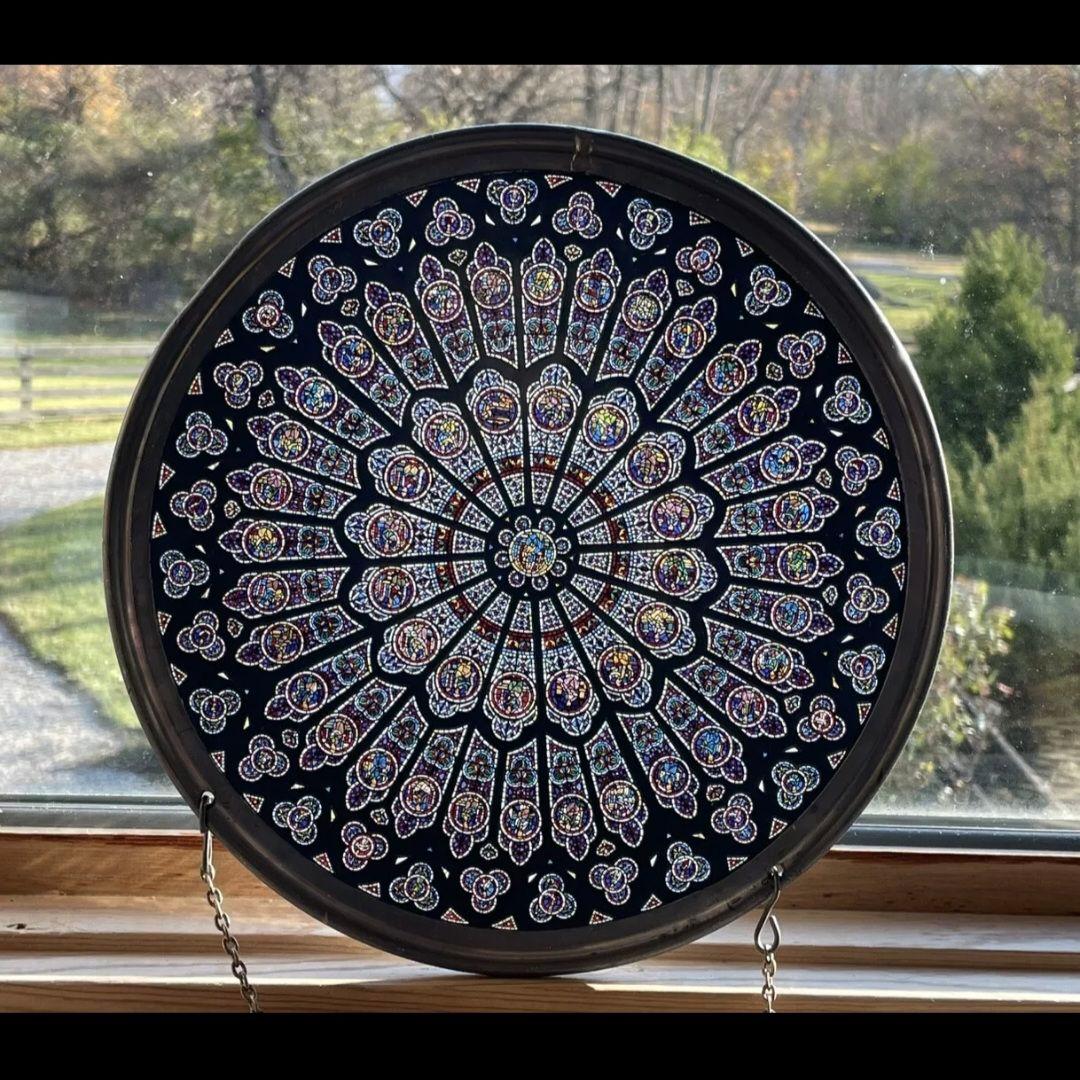 ★幻想的★ノートルダム大聖堂 パリ ステンドグラス グラスマスターズ バラ窓