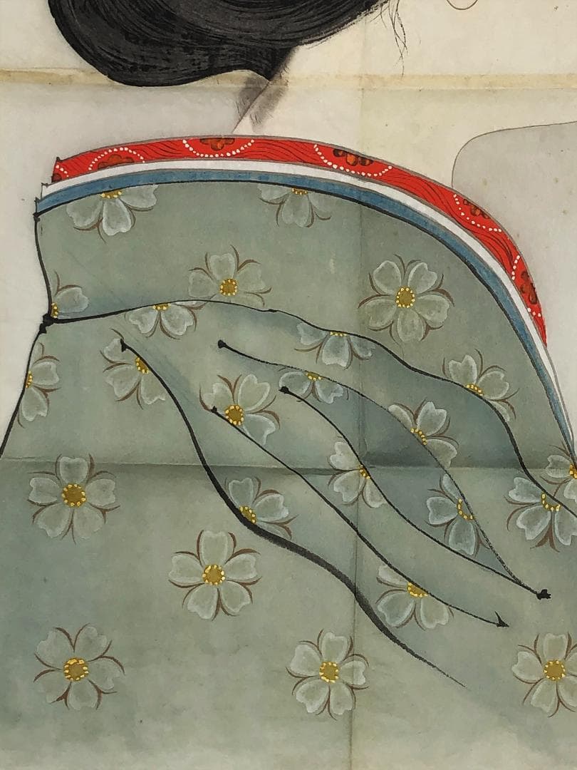 【 江戸期美人画 】　日本画　肉筆浮世絵　蔵出し書画