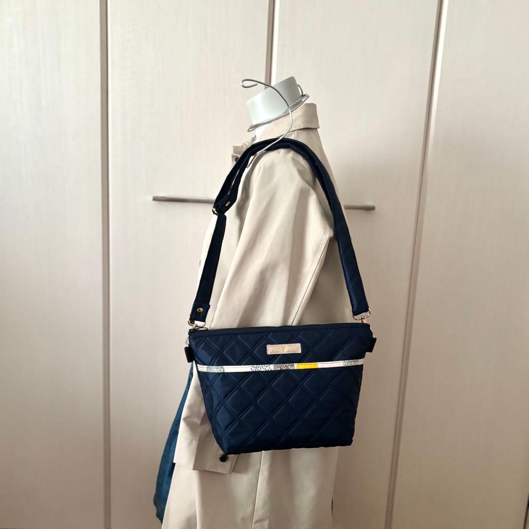 【ゆうママ】30cmファスナーショルダーバッグ　ナイロンオックスキルト