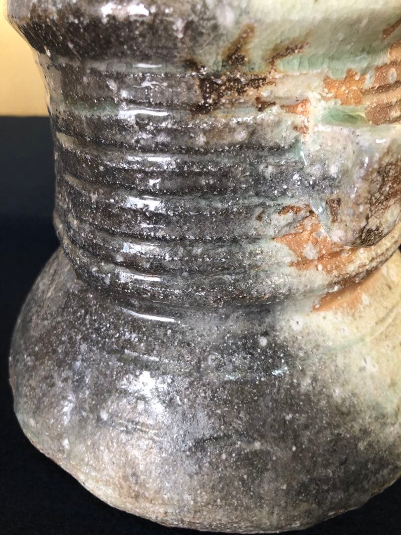 《R》伊賀焼 耳付水指 西山窯 三代坂本俊人 陶歴 共布 共箱 260209け1