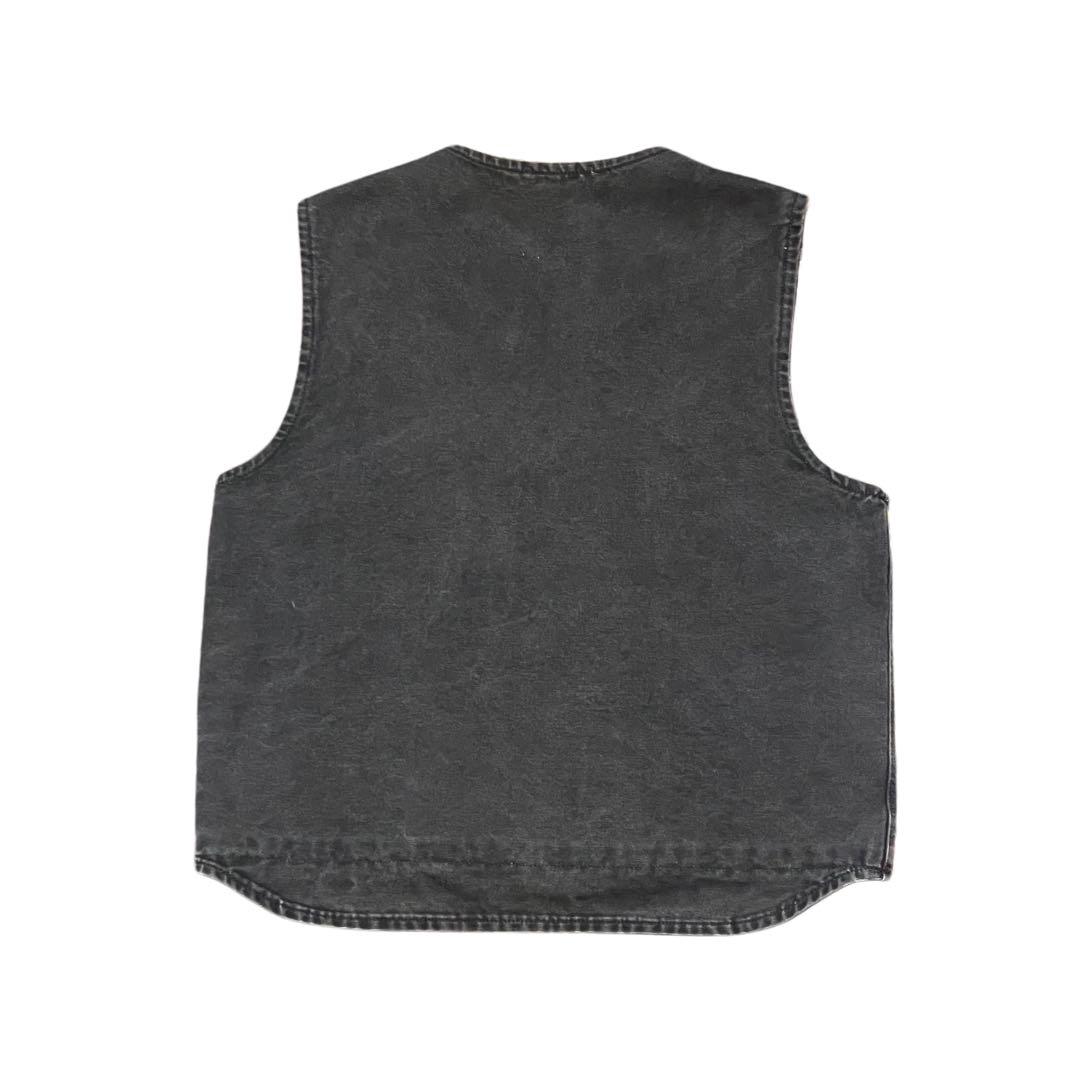 【L】Carhartt 裏フリース ダック ベスト 炭黒 ブラック カーハート