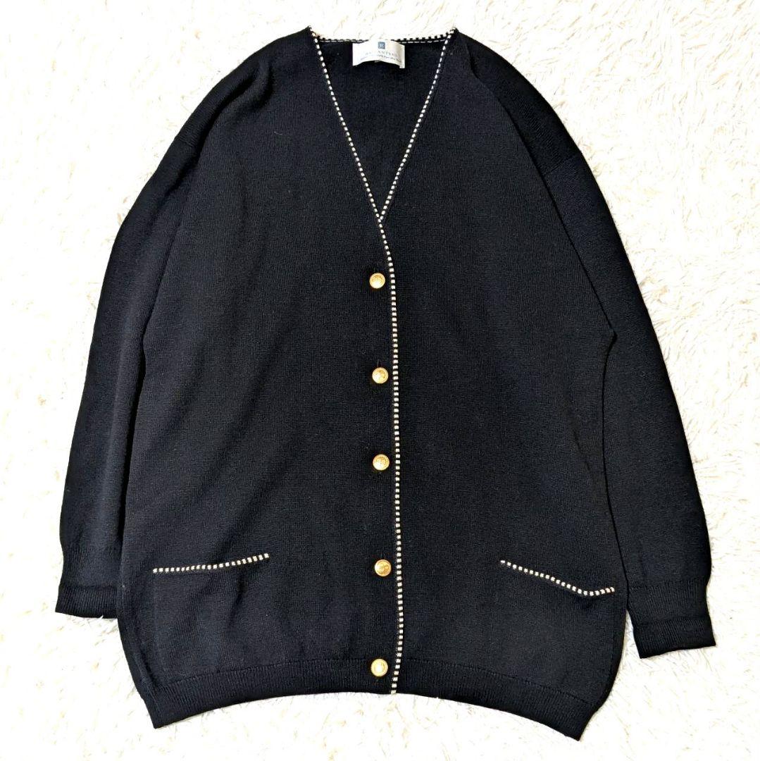 バランタイン カーディガン 金ボタン メリノウール ブラック 2XL