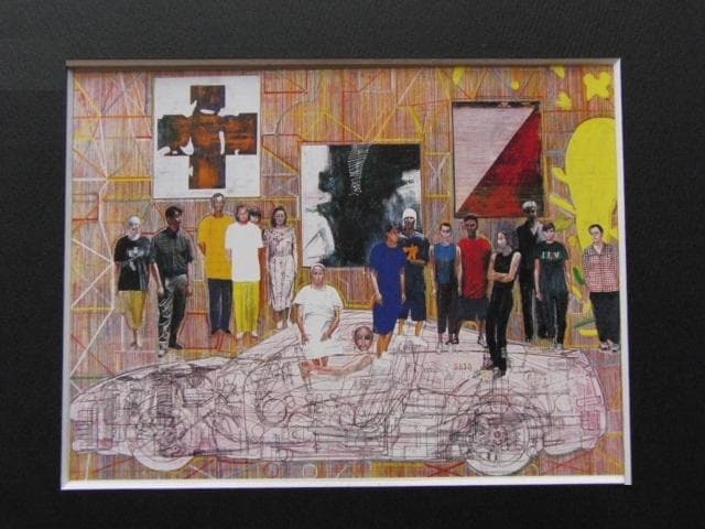 齋藤研、【〇△□】、希少な大判額装用画集より、美品、日本人画家、新品額装付