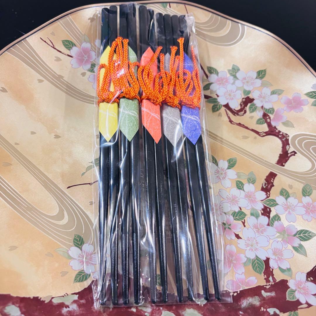 山本寛斎 ガラス製 大皿1枚小皿5枚 箸5膳 桜・牡丹・椿・桔梗・菊