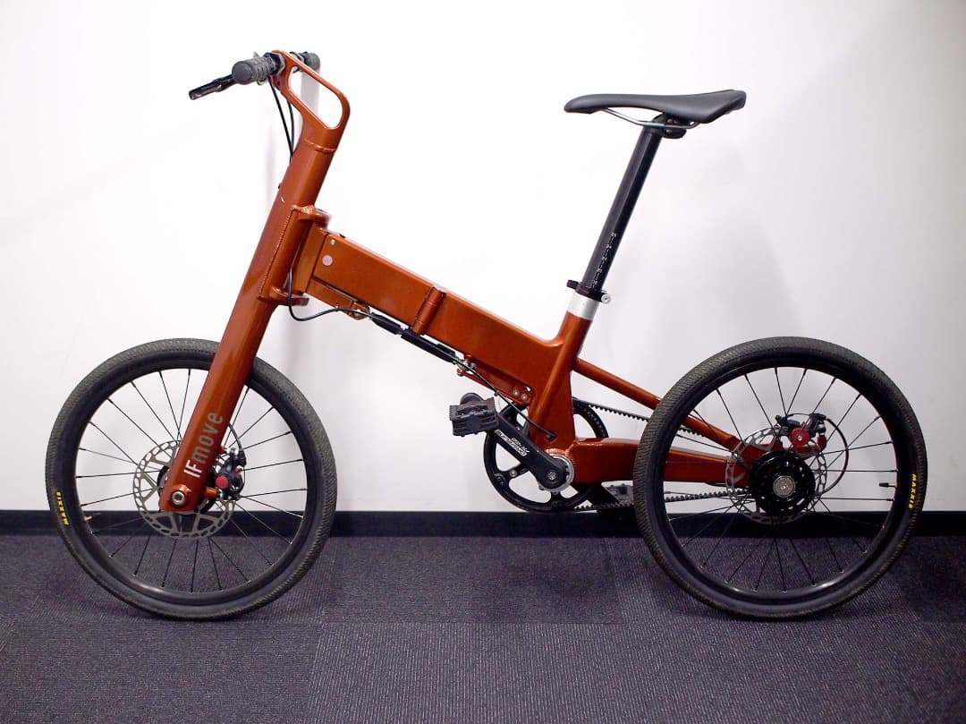 美品　デザイナー折りたたみ自転車 ブリックレッド3