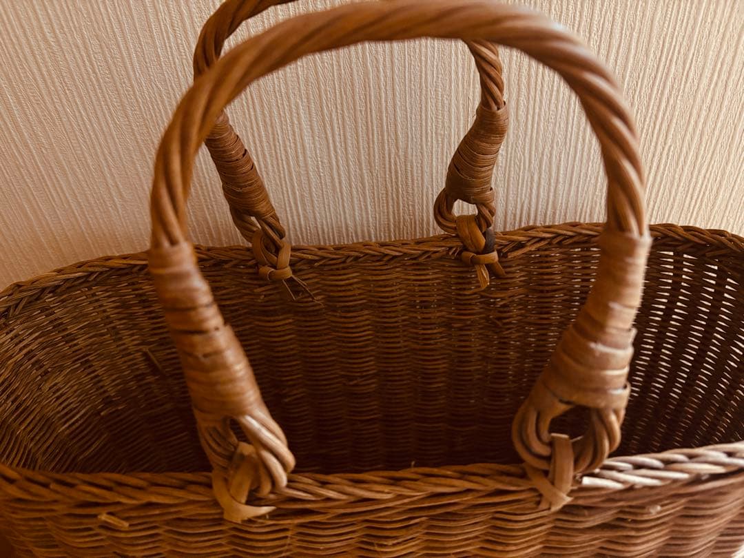 ブラウンあけび籠バッグ 民芸品 工芸品 美品