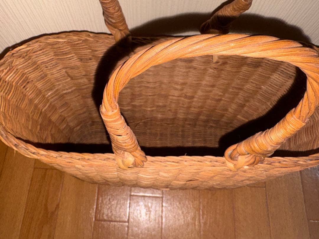 ブラウンあけび籠バッグ 民芸品 工芸品 美品