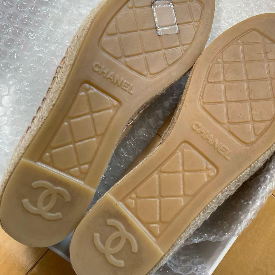 美品 シャネル エスパドリーユ ラムスキン 38