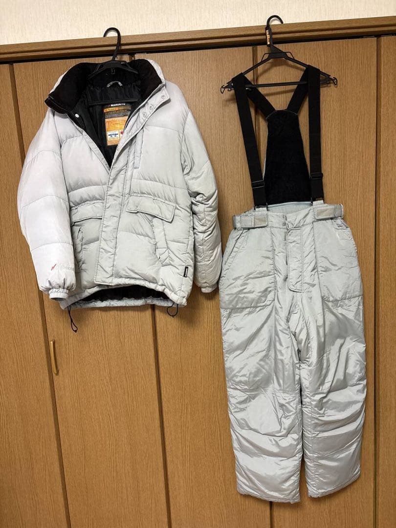 MARUYTU ダウンフィッシングスーツ 上下セット シルバー