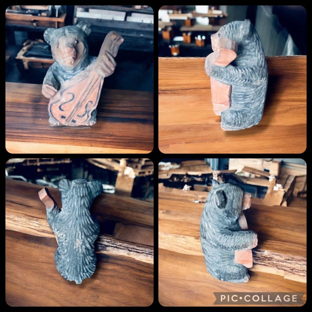 1950年代 北海道函館 毛彫り 木彫り熊楽団×5セット アイヌ 一刀彫り 民藝