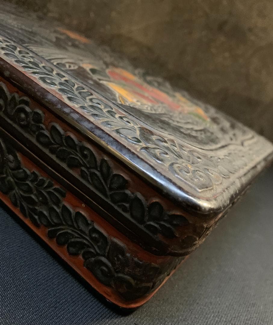 中国 骨董 硯 文鎮 箱 彫刻 書道 古 道具 文箱 漆 筆入 時代 美術