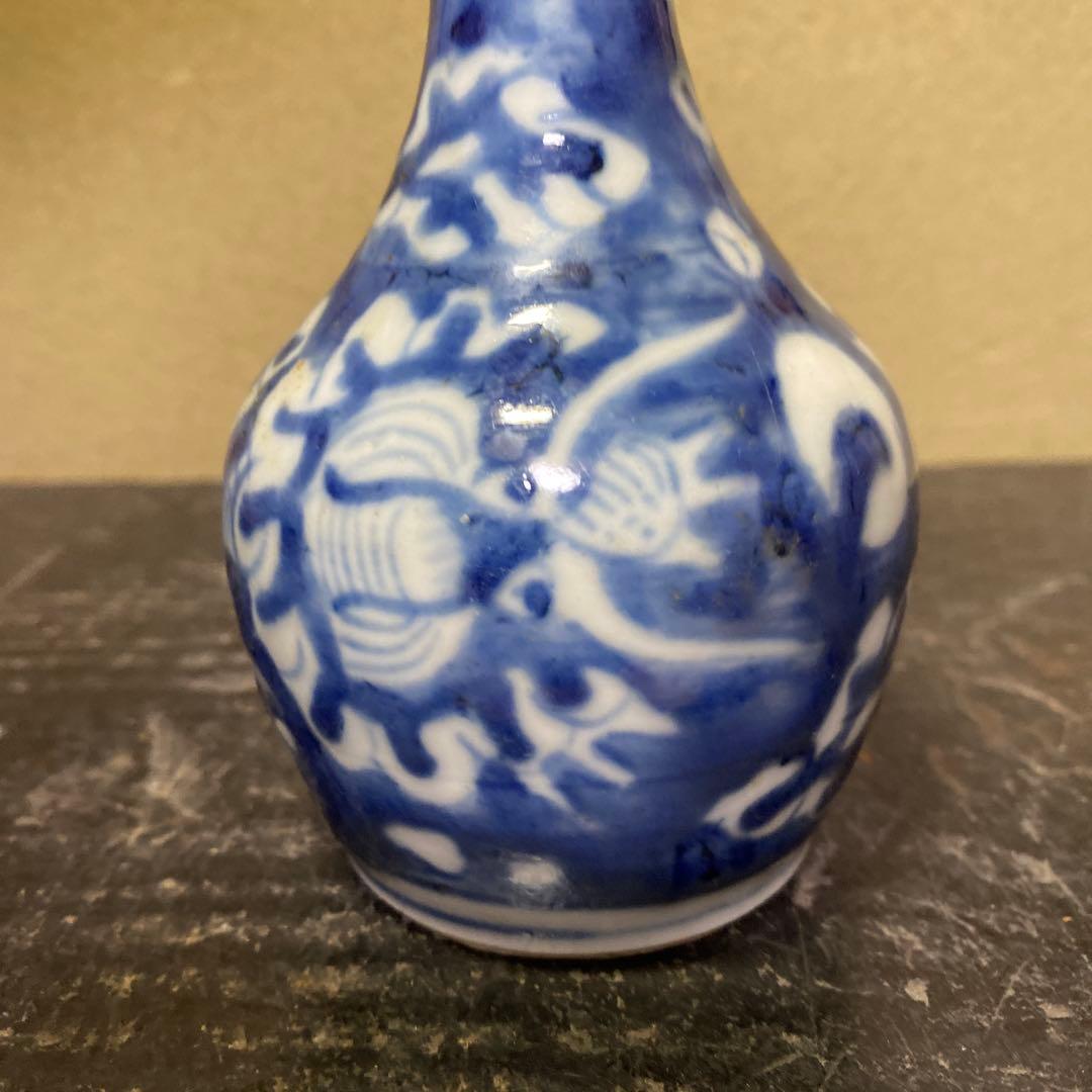 清朝染付徳利　中国古玩