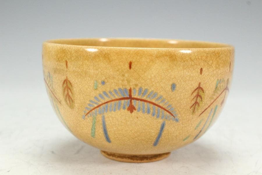 茶道具 古清水 しめ縄絵 茶碗 美品(K-BB519)