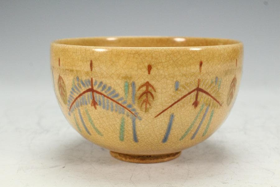 茶道具 古清水 しめ縄絵 茶碗 美品(K-BB519)