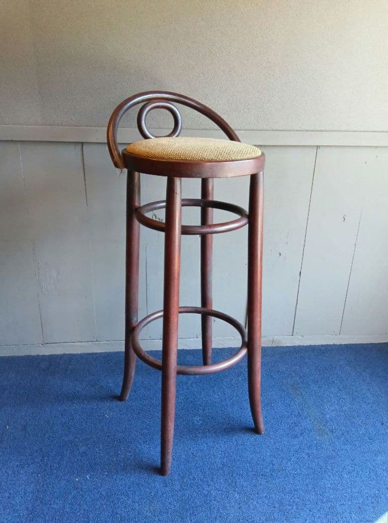 木製バースツール 背もたれ付き 全長約86cm ヴィンテージ