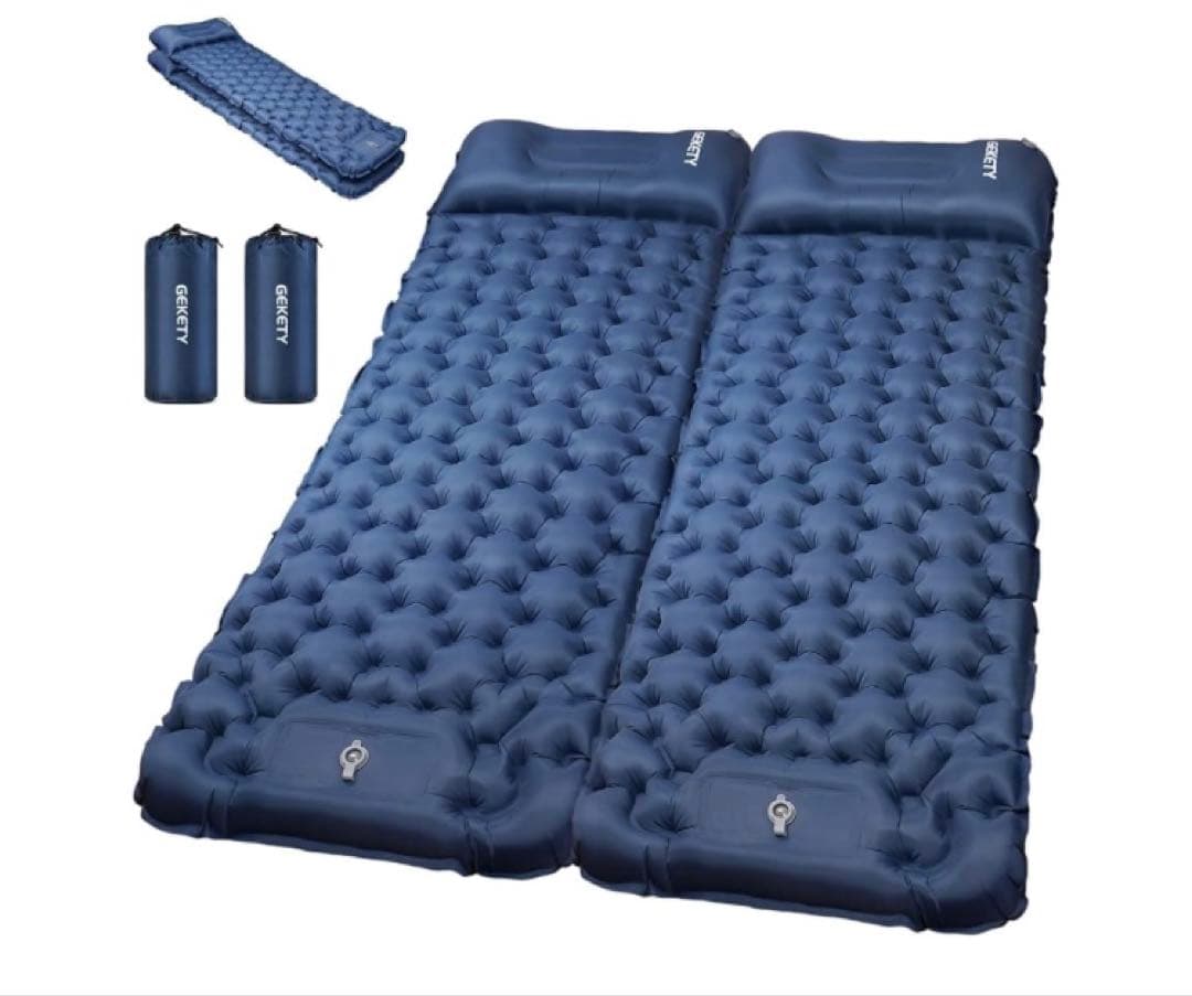 エアーマット足踏み GEKETY ネイビー 4個セット　キャンプ•登山•車中泊