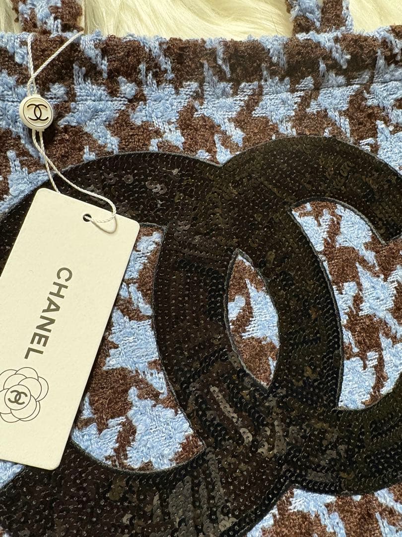 シャネル CHANEL 千鳥 ブルー スパンコール トートバッグ