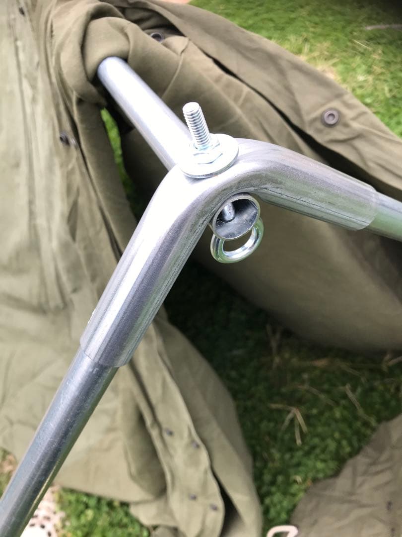 取説付《ドイツ軍幕モデル》二股フレーム＋棟ポール　楽々快適快適空間★ソロキャンプ