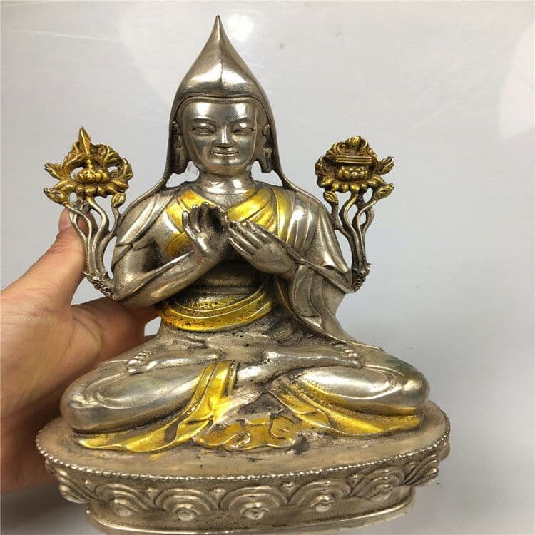 古玩芸品白銅宗喀巴仏像置物インテリア置物