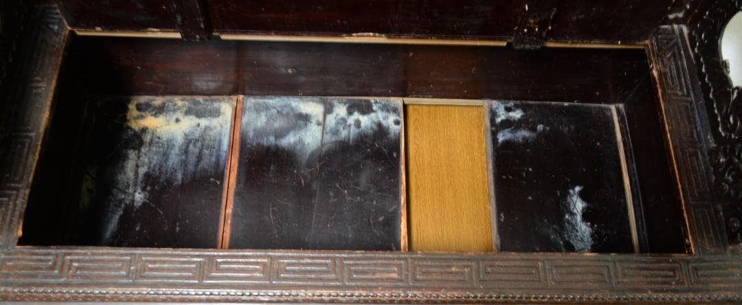 18-19世紀　希少　唐木　龍鳳凰彫刻　　長椅子　高級家具　アンティーク