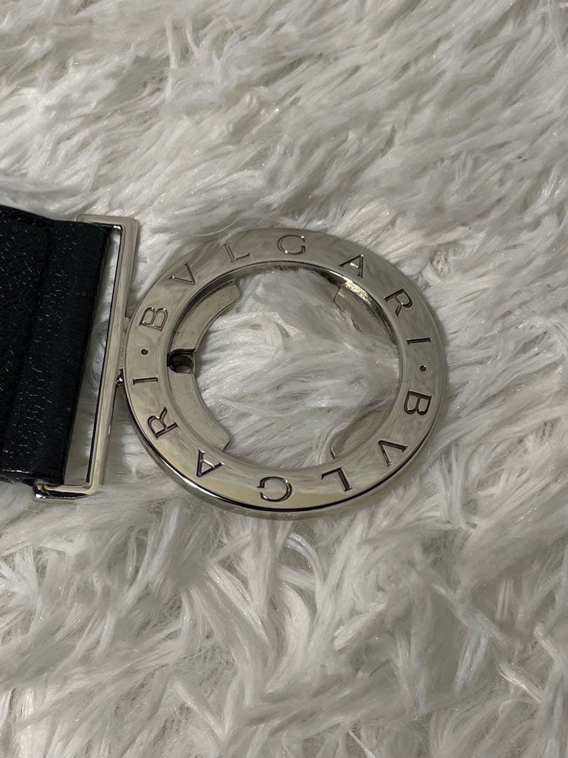 BVLGARI 本革 太ベルト ブラック シルバー金具 ロゴバックル