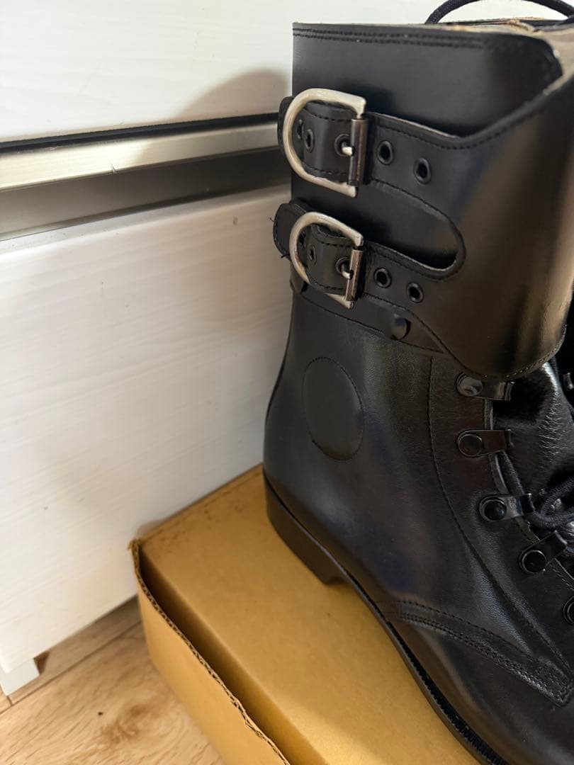 警察隊使用 編み上げブーツ 予備品 未使用 本革 25.5cm
