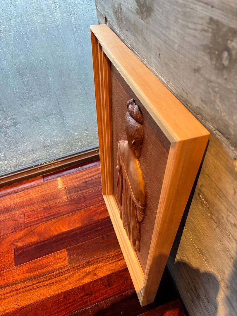 70cm 天然木 彫刻 観音像 レリーフ 木彫り 仏像