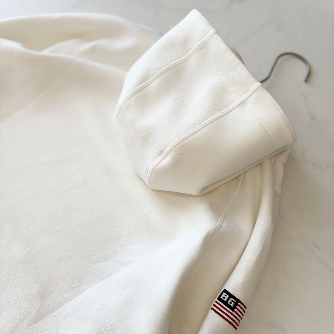 ブリーフィング BRIEFING フード パーカー スエード ロゴ 白 ✨美品