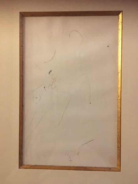 ジャン・コクトー　ペン画「接吻」　（鑑定書付）