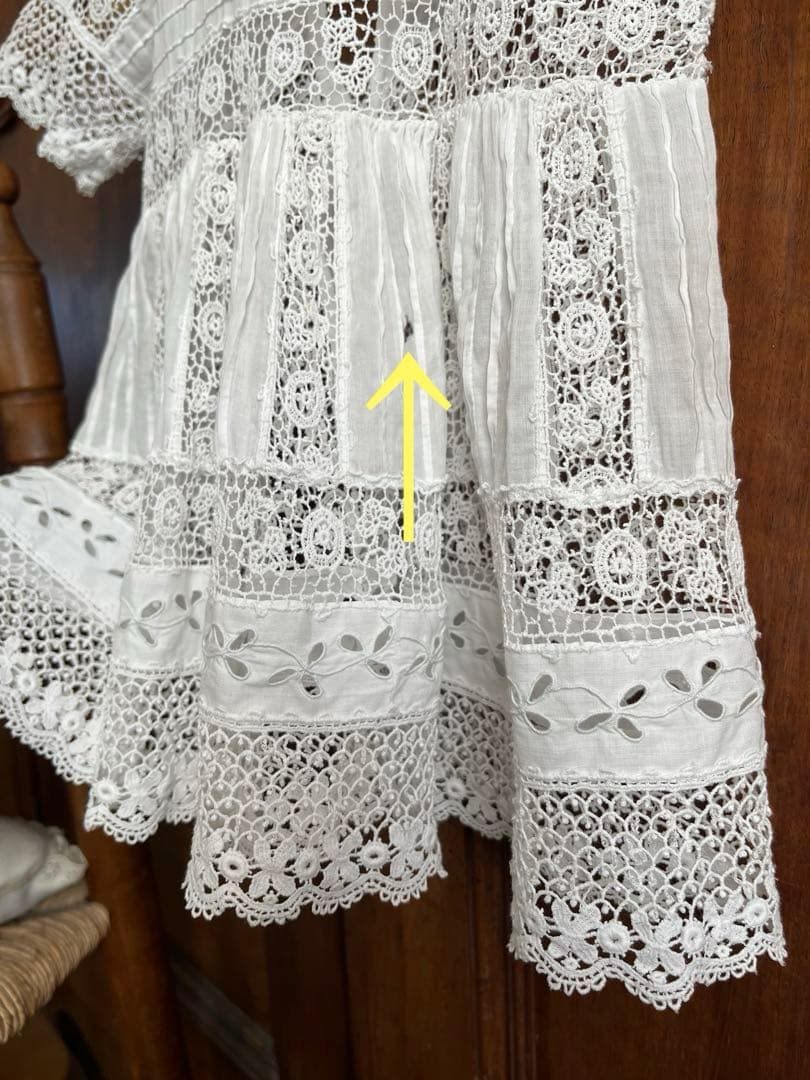 ◆フランスアンティーク｜セレモニーベビードレスA洗礼式白レーステディベアドール